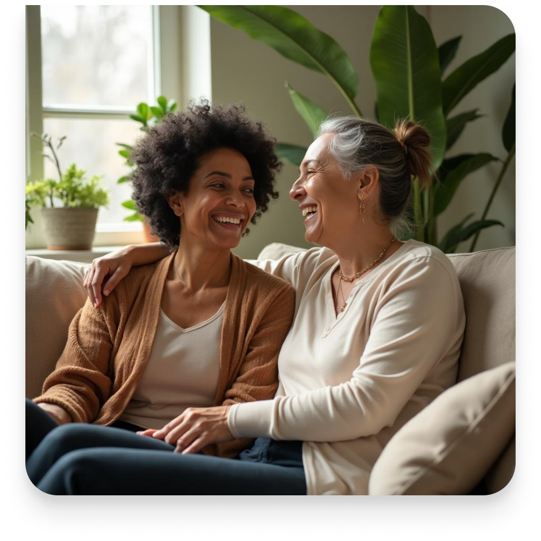 Two women sharing coffee and conversation